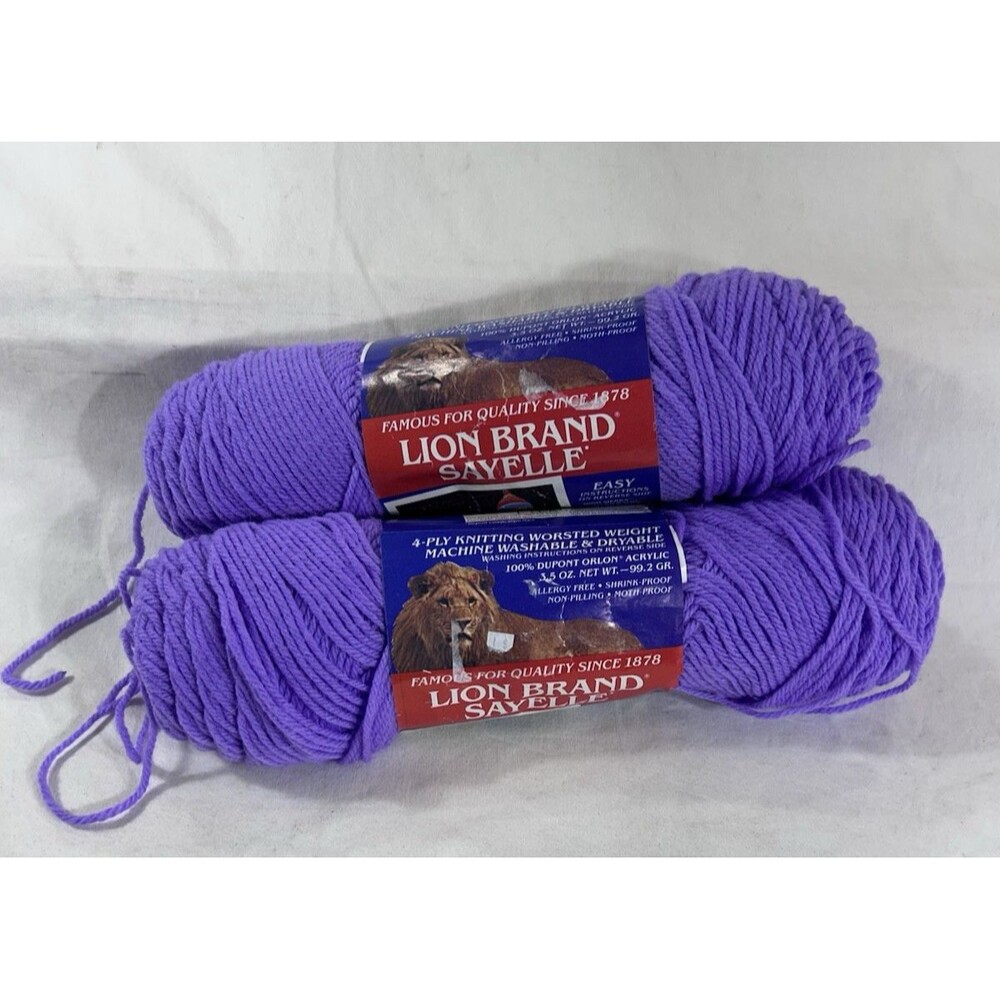 Vintage Lion Brand Sayelle Yarn #183 Lilac 3.5 oz Worsted 2 Skeins USA
